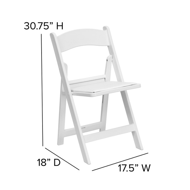 Hercules Folding Chair - White Resin - 2 Pack 1000LB Weight Capacity Comfortable Event Chair - Light Weight Folding Chair