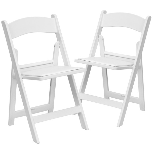 Hercules Folding Chair - White Resin - 2 Pack 1000LB Weight Capacity Comfortable Event Chair - Light Weight Folding Chair