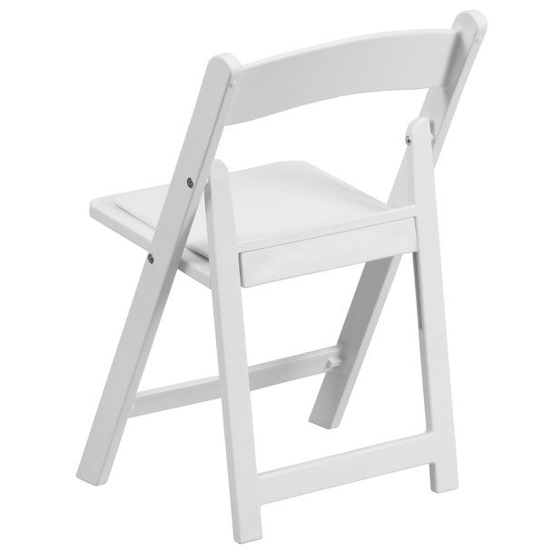 HERCULES Kids Folding Chairs with Padded Seats | Set of 2 White Resin Folding Chair with Vinyl Padded Seat for Kids