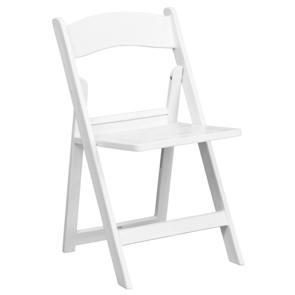 2 Pack HERCULES Series 1000 lb. Capacity White Resin Folding Chair with Slatted Seat