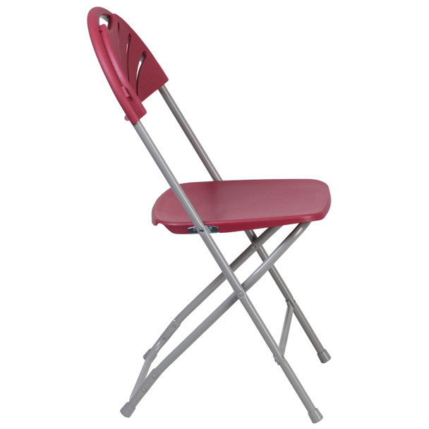 2 Pack HERCULES Series 650 lb. Capacity Burgundy Plastic Fan Back Folding Chair