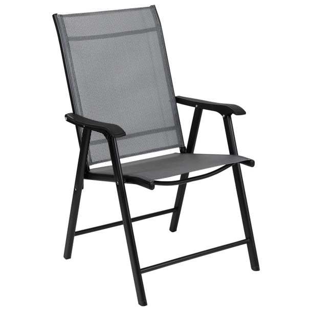 Paladin Black Outdoor Folding Patio Sling Chair (2 Pack)