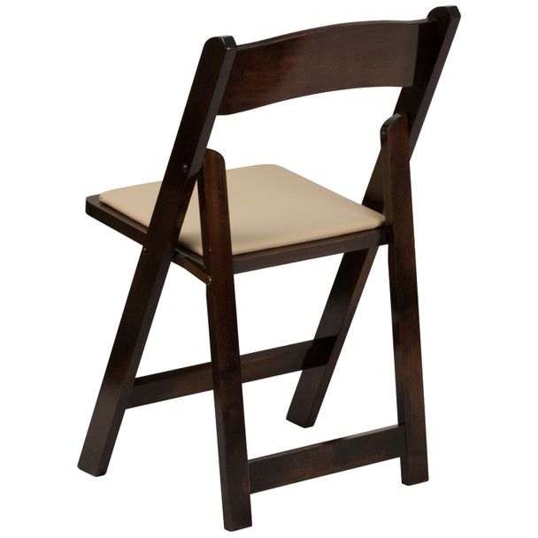 2 Pack HERCULES Series Fruitwood Wood Folding Chair with Vinyl Padded Seat