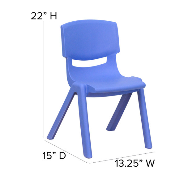 Whitney 2 Pack Blue Plastic Stackable School Chair with 12" Seat Height