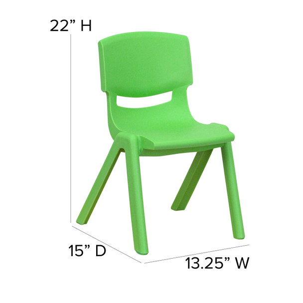 Whitney 2 Pack Green Plastic Stackable School Chair with 12" Seat Height