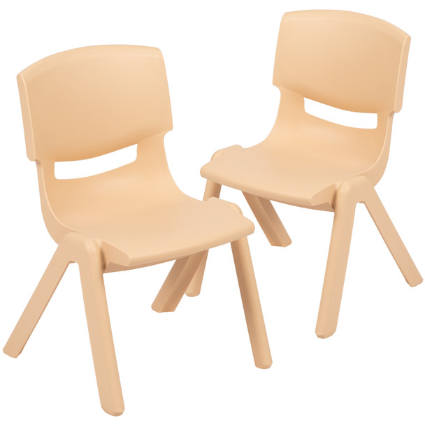 Whitney 2 Pack Natural Plastic Stackable School Chair with 12" Seat Height