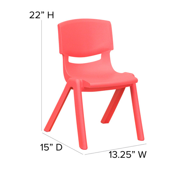 Whitney 2 Pack Red Plastic Stackable School Chair with 12" Seat Height