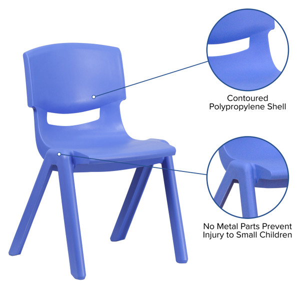Whitney 2 Pack Blue Plastic Stackable School Chair with 13.25" Seat Height