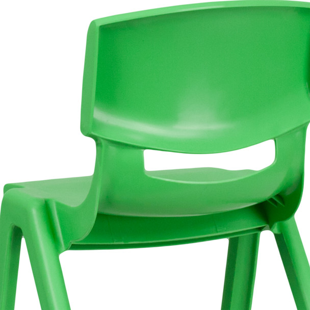 Whitney 2 Pack Green Plastic Stackable School Chair with 13.25" Seat Height