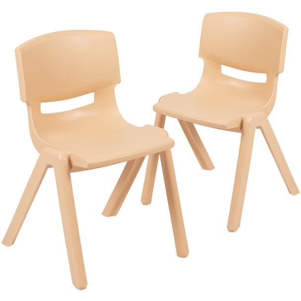 Whitney 2 Pack Natural Plastic Stackable School Chair with 13.25" Seat Height