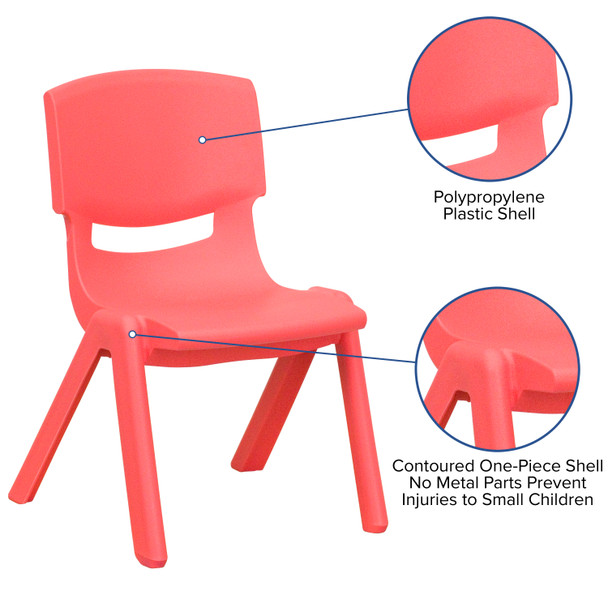 Whitney 2 Pack Red Plastic Stackable School Chair with 15.5" Seat Height