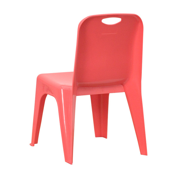 Whitney 2 Pack Red Plastic Stackable School Chair with Carrying Handle and 11" Seat Height
