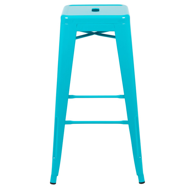 Cierra 30" High Metal Indoor Bar Stool in Teal - Stackable Set of 4