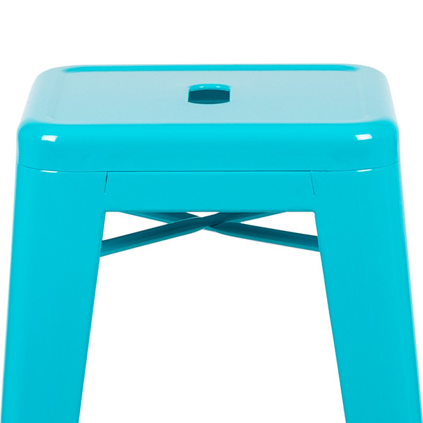 Cierra 30" High Metal Indoor Bar Stool in Teal - Stackable Set of 4