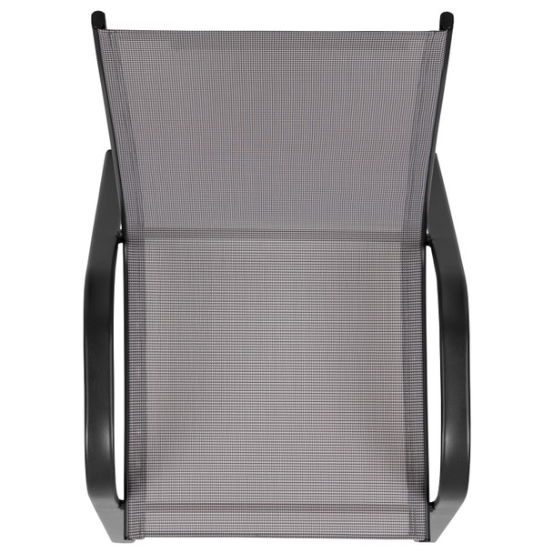 4 Pack Brazos Series Gray Outdoor Stack Chair with Flex Comfort Material and Metal Frame