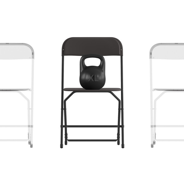 Hercules Big and Tall Commercial Folding Chair - Extra Wide 650LB. Capacity - Durable Plastic - Black, 4-Pack
