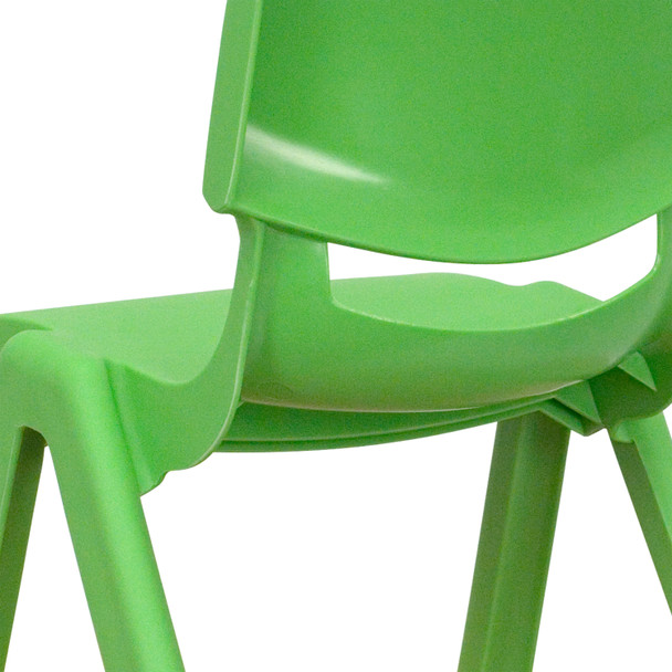 Whitney 4 Pack Green Plastic Stackable School Chair with 12'' Seat Height