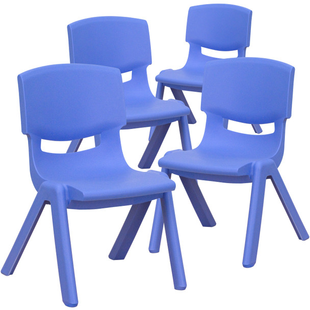 Whitney 4 Pack Blue Plastic Stackable School Chair with 10.5'' Seat Height