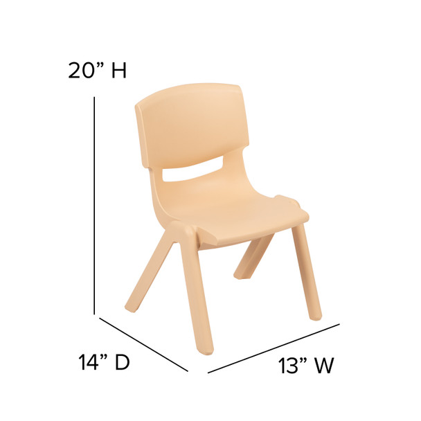 Whitney 4 Pack Natural Plastic Stackable School Chair with 10.5" Seat Height
