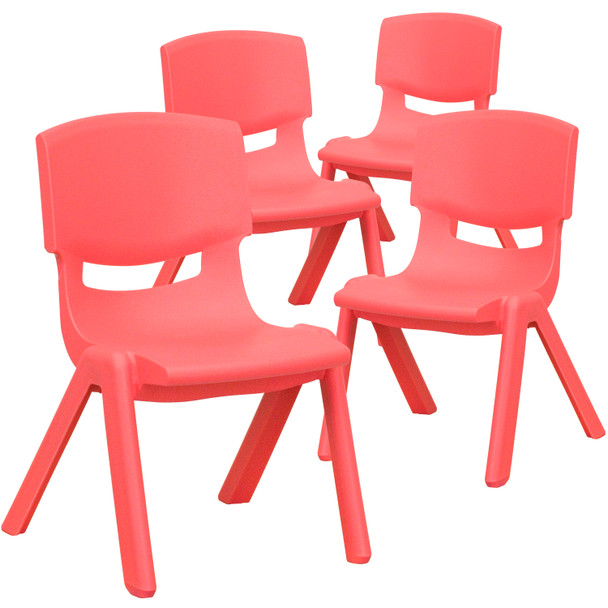 Whitney 4 Pack Red Plastic Stackable School Chair with 10.5'' Seat Height