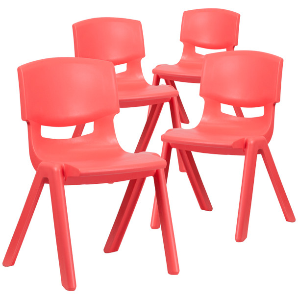 Whitney 4 Pack Red Plastic Stackable School Chair with 15.5'' Seat Height