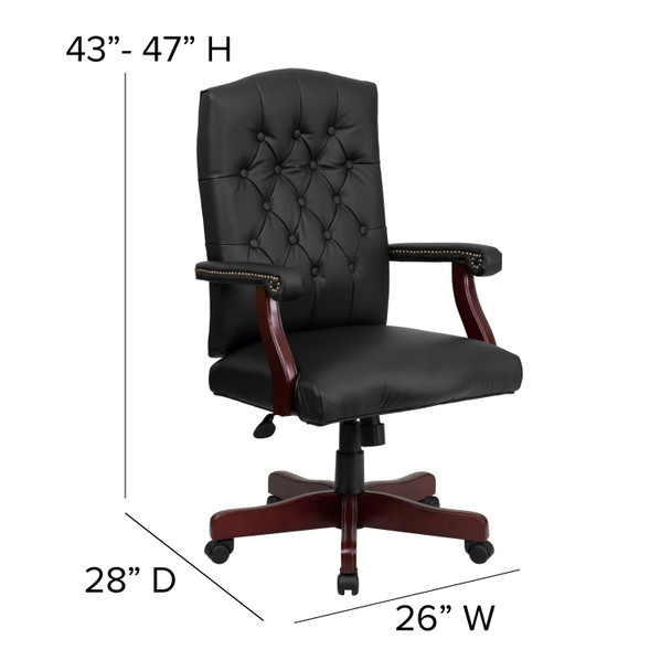 Martha Washington Black LeatherSoft Executive Swivel Office Chair with Arms