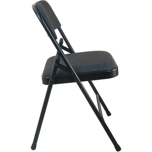 2-Pack Advantage Black Padded Metal Folding Chair - Black 1-in Fabric Seat