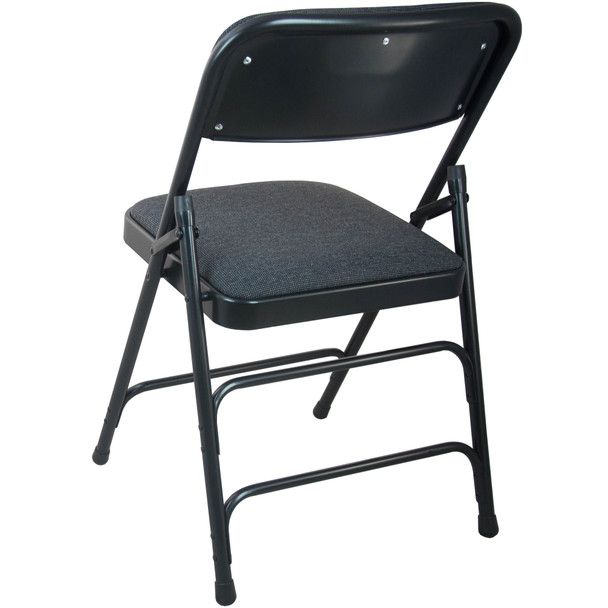 2-Pack Advantage Black Padded Metal Folding Chair - Black 1-in Fabric Seat