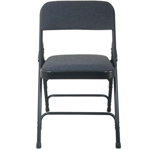 2-Pack Advantage Black Padded Metal Folding Chair - Black 1-in Fabric Seat