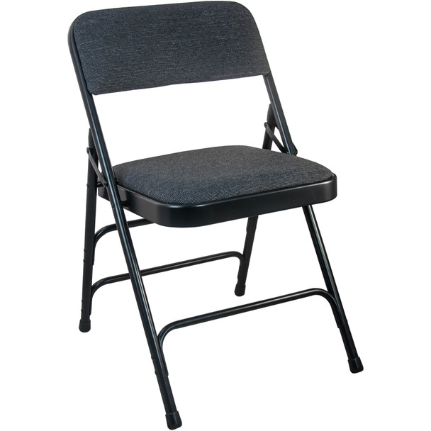 2-Pack Advantage Black Padded Metal Folding Chair - Black 1-in Fabric Seat