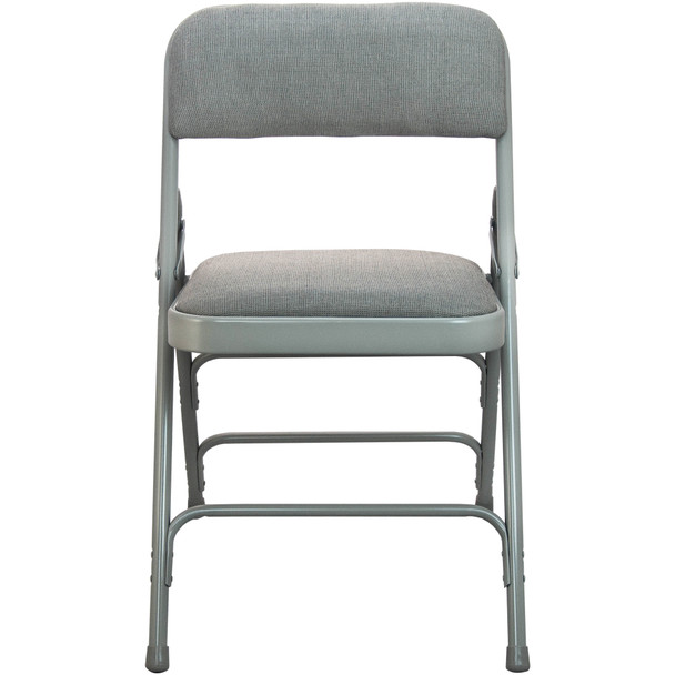 2-Pack Advantage Grey Padded Metal Folding Chair - Grey 1-in Fabric Seat