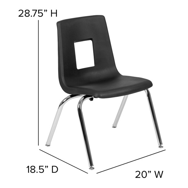 Mickey Advantage Black Student Stack School Chair - 16-inch