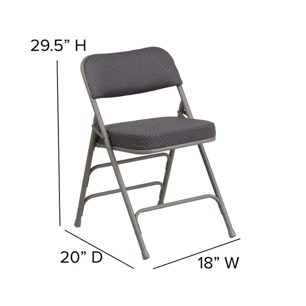 HERCULES Series Premium Curved Triple Braced & Double Hinged Gray Fabric Metal Folding Chair