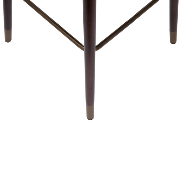 Margo 30" Commercial Grade Mid-Back Modern Barstool with Walnut Finish Beechwood Legs and Curved Back, Brown LeatherSoft with Muted Bronze Accents