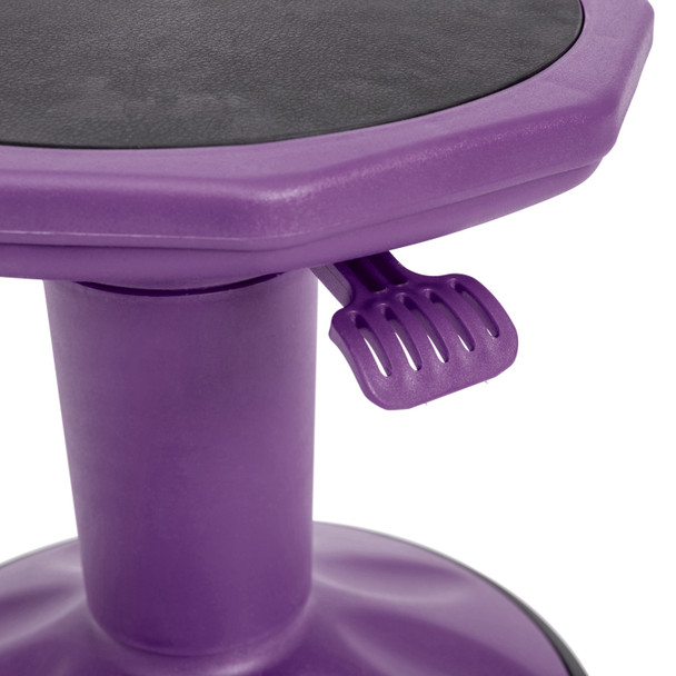 Carter Adjustable Height Kids Flexible Active Stool for Classroom and Home with Non-Skid Bottom in Purple, 14" - 18" Seat Height