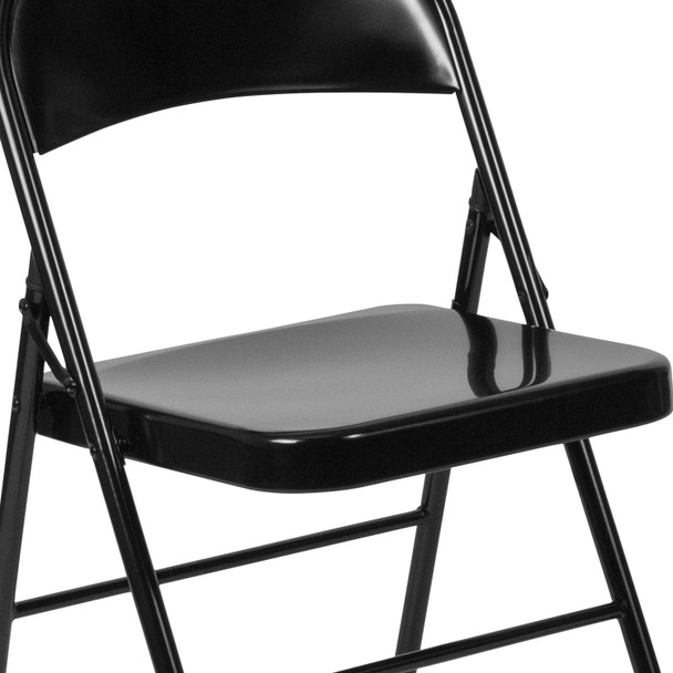 HERCULES Series Double Braced Black Metal Folding Chair