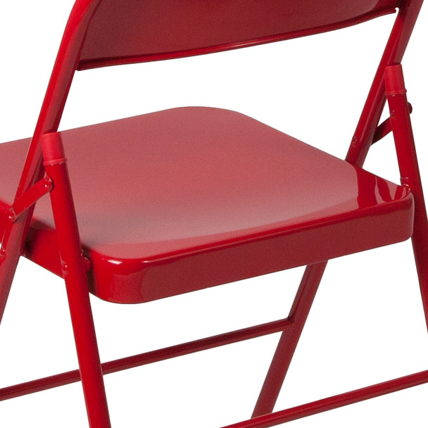 HERCULES Series Double Braced Red Metal Folding Chair