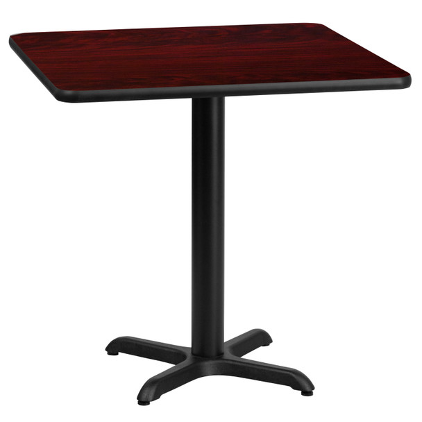 Graniss 24'' Square Mahogany Laminate Table Top with 22'' x 22'' Table Height Base