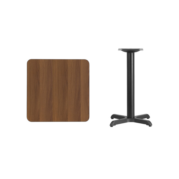 Graniss 24'' Square Walnut Laminate Table Top with 22'' x 22'' Table Height Base