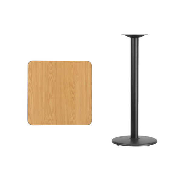 Stiles 24'' Square Natural Laminate Table Top with 18'' Round Bar Height Table Base