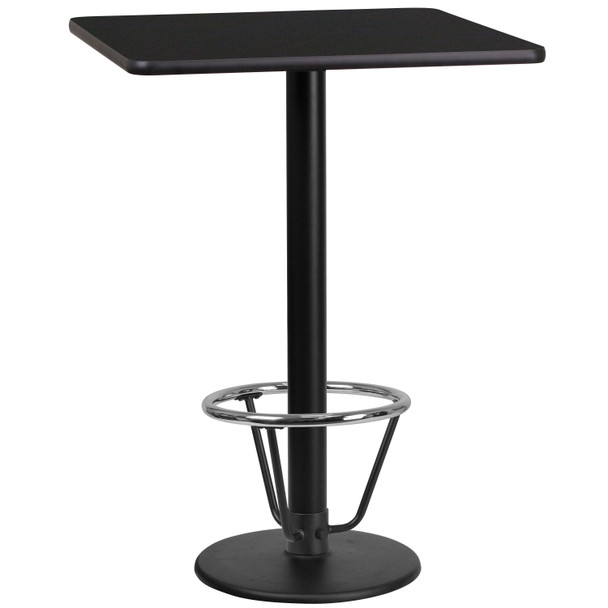 Stiles 24'' Square Black Laminate Table Top with 18'' Round Bar Height Table Base and Foot Ring