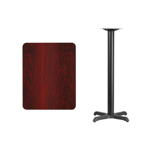 Stiles 24'' x 30'' Rectangular Mahogany Laminate Table Top with 22'' x 22'' Bar Height Table Base
