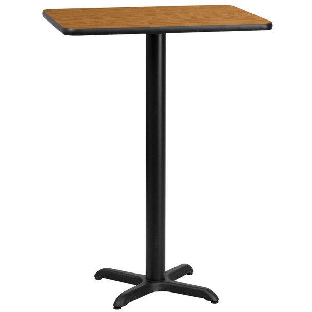 Stiles 24'' x 30'' Rectangular Natural Laminate Table Top with 22'' x 22'' Bar Height Table Base