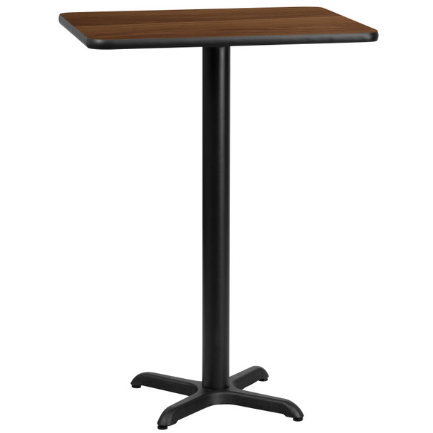 Stiles 24'' x 30'' Rectangular Walnut Laminate Table Top with 22'' x 22'' Bar Height Table Base