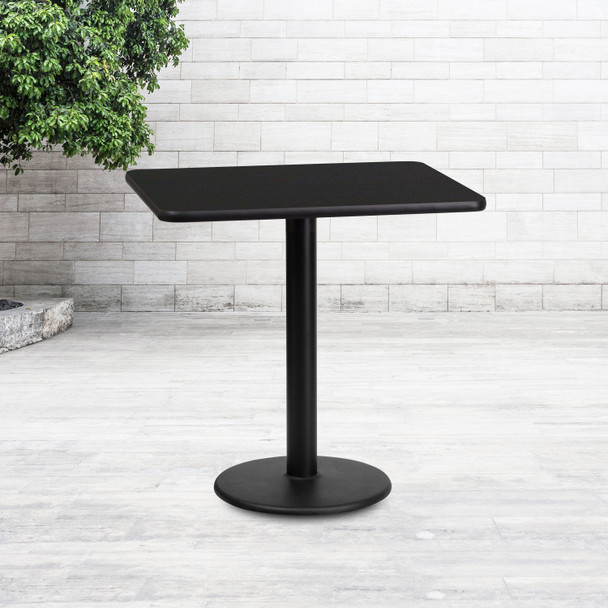 Stiles 24'' x 30'' Rectangular Black Laminate Table Top with 18'' Round Table Height Base