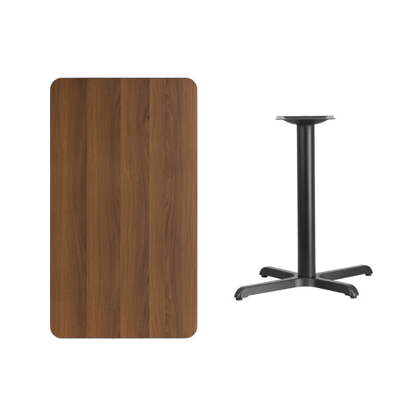 Graniss 24'' x 42'' Rectangular Walnut Laminate Table Top with 23.5'' x 29.5'' Table Height Base