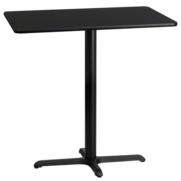 Stiles 24'' x 42'' Rectangular Black Laminate Table Top with 23.5'' x 29.5'' Bar Height Table Base