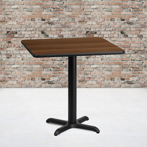 Graniss 30'' Square Walnut Laminate Table Top with 22'' x 22'' Table Height Base