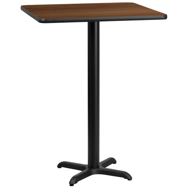 Stiles 30'' Square Walnut Laminate Table Top with 22'' x 22'' Bar Height Table Base
