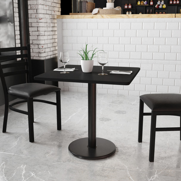 Stiles 30'' Square Black Laminate Table Top with 18'' Round Table Height Base